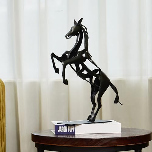 Standing Horse Statue - Hand Painted Metal Sculpture