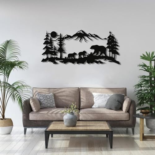Bear Metal Wall Decor with Forest Scene