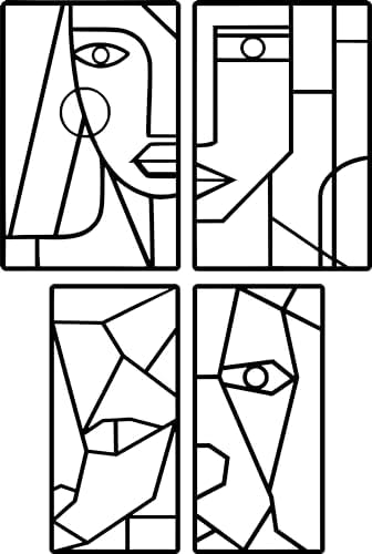 Geometric Abstract Metal Cat Wall Art Set
