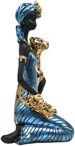 African Tribal Statue 96 Inch Lady Leopard Sculpture