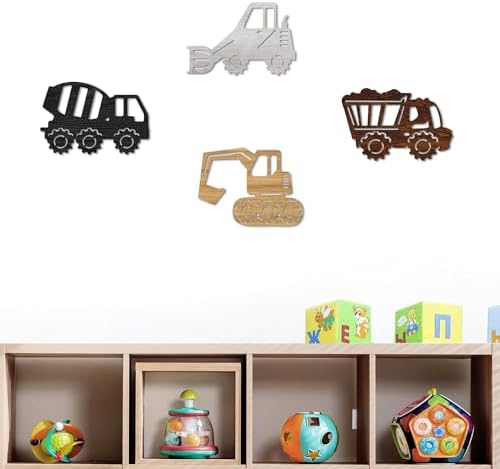 CAKIROTS Wooden Construction Vehicles Wall Decor