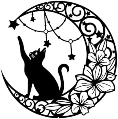 12 Inch Black Metal Cat Wall Decor Sculpture