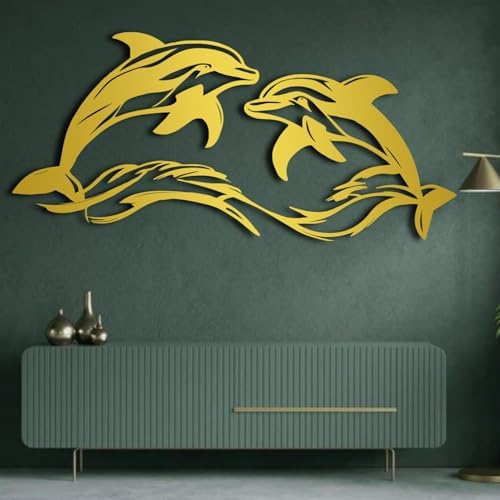 ENJOYOO Metal Dolphin Wall Art - Black 41x19in