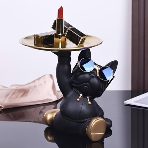 French Bulldog Butler Statue with Key Tray