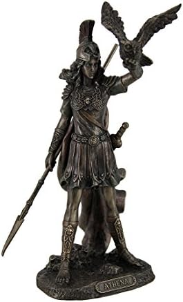 Athena Greek Goddess Statue with Owl - 8 Inches Tall