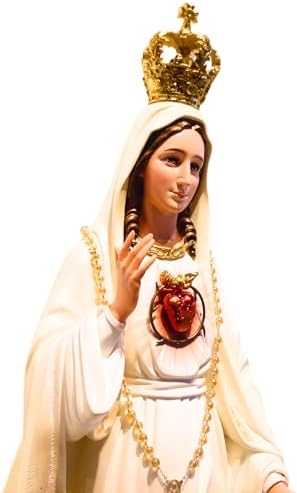YouFine Our Lady of Fatima Hand-Painted Resin Statue 524 Inches Tall
