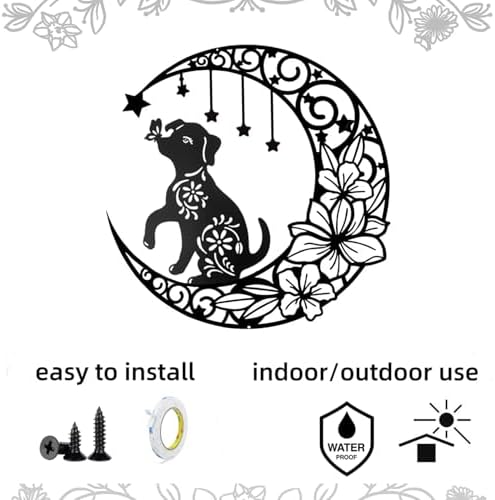 12 Inch Black Metal Dog Wall Sculpture