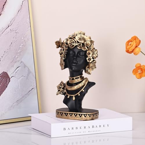 Elegant African American Woman Bust Statue