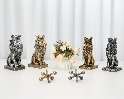 Elegant 9 Inch Resin Lion Statue Decor