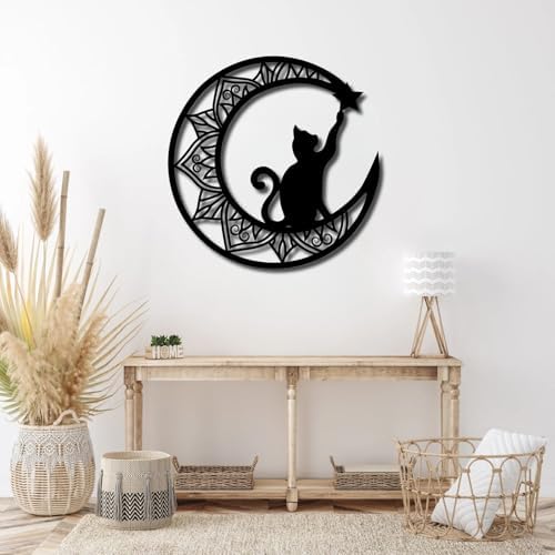 Feuwile Cat Metal Wall Art Black 19x19cm