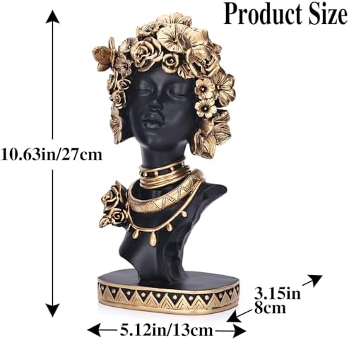 Elegant African American Woman Bust Statue