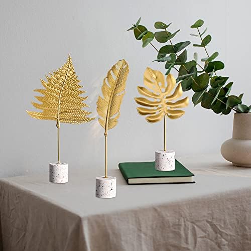 Modern Gold Leaf Statues Desktop Decor Sculpture with Base