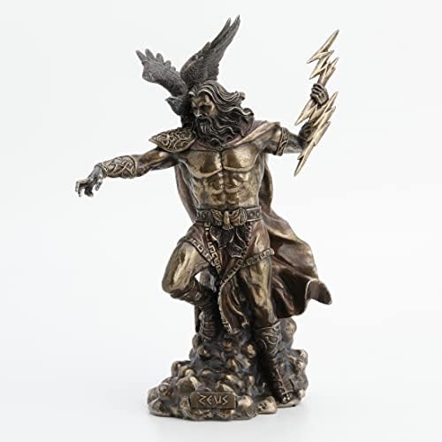 Veronese Design 11 3 4 Zeus Statue with Eagle Cold Cast Bronze Finish