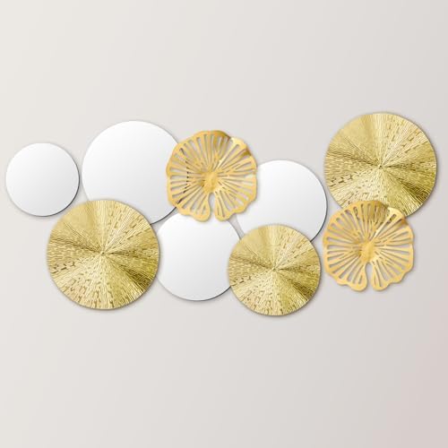 Hicarer 9 Pcs Circle Mirrors Metal Wall Decor Sculptures