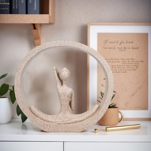 Yoga Lady Statue Sandstone Modern Zen Sculpture Decor