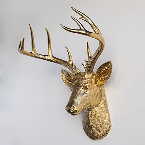 Faux Taxidermy Deer Head Wall Sculpture Gold