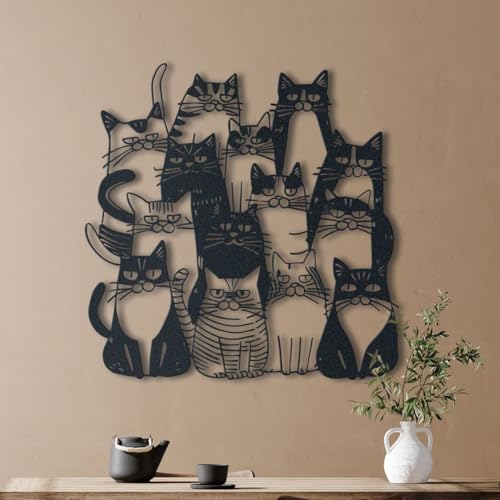 KT Wall Art Funny Cats Metal Wall Decor