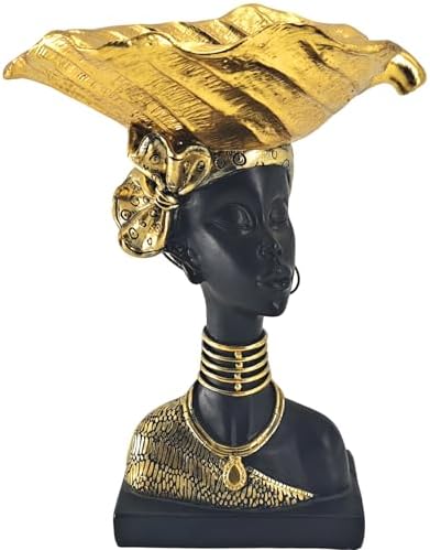 African Tribal Gold Statue Tray - 95 Inch Home Decor