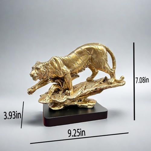 Golden Resin Tiger Statue Figurine for Home Office Decor