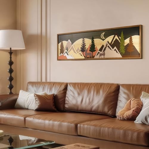 Flangairy 40 Inch 3D Wooden Mountain Wall Art