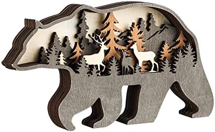 Laozai Wooden Forest Animals Bear Wall Art Decor
