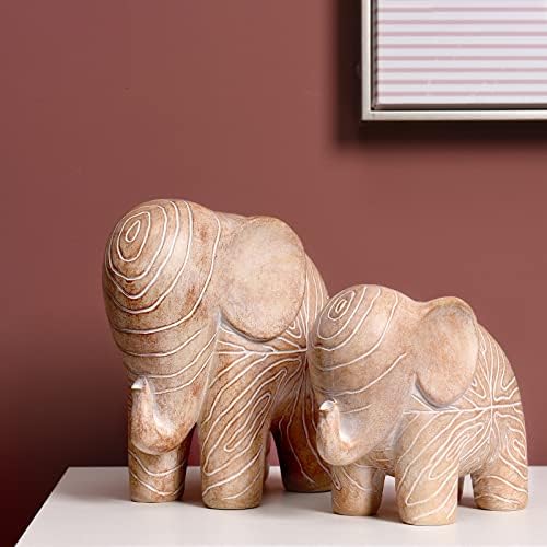 Wooden Elephant Statue African Decor Boho Style