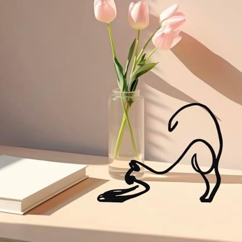 TTYGRHQ Modern Metal Wall Sculpture Lazy Cat
