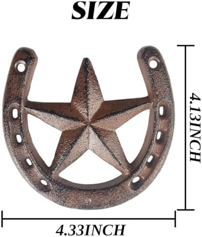 RONYOUNG 2PCS Cast Iron Horseshoe Star Wall Decor