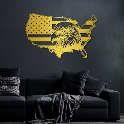 Trpiox Patriotic Metal Eagle Wall Art 30x19 Inch Steel