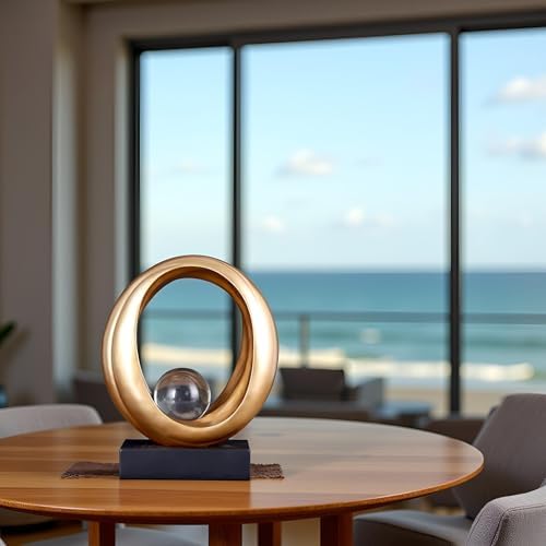 Golden Wave Resin Origami Statue for Home Office Decor
