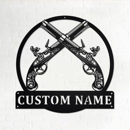 Custom Old Flintlock Pistol Wall Art Name Sign Decoration