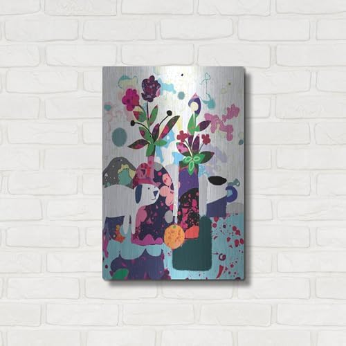 Smiling Dog Still Life Metal Wall Art 16x24