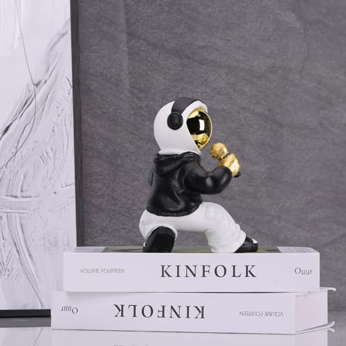 Hip-Hop Astronaut Figurine Black Gold Statue