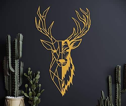 Deer Head Wall Art with Antlers Black Metal Sculpture