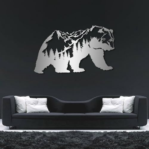 Stylish Metal Bear Wall Sculpture 29x14 Gold