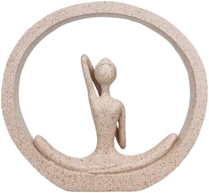 Yoga Lady Statue Sandstone Modern Zen Sculpture Decor
