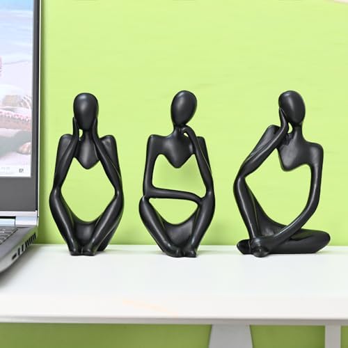 BOPART 3Pcs Black Thinker Statues Decor Set