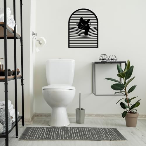 Pinetree Art Black Cat Wall Sculpture Bathroom Decor