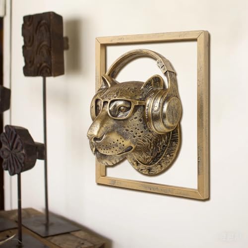 JJALIGHTS Exquisite Resin Leopard Wall Sculpture