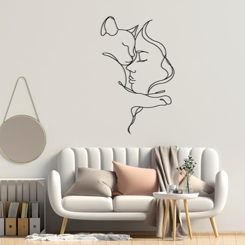 Cat and Woman Wall Art Sculpture 24x15