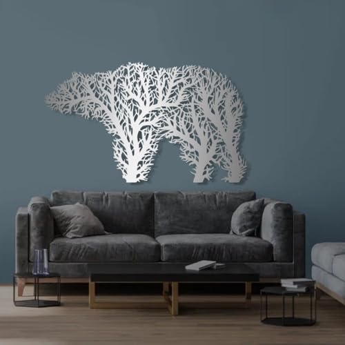 Cadeali Metal Bear Wall Art Black