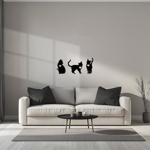 3pcs Black Cat Silhouette Wall Decor for Modern Home