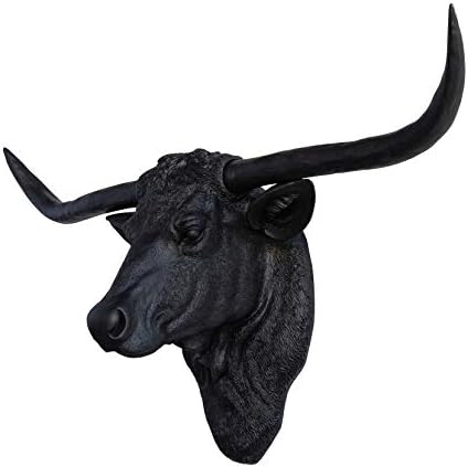 Faux Taxidermy Texas Longhorn Wall Art Black TLH1717