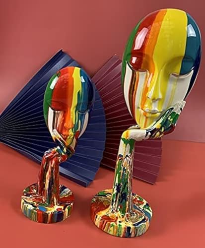 Suruim Colorful Female Face Abstract Sculpture Statue