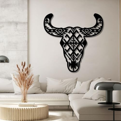 Tawinone Metal Cow Wall Decor 24x24in White Western Art Sculpture