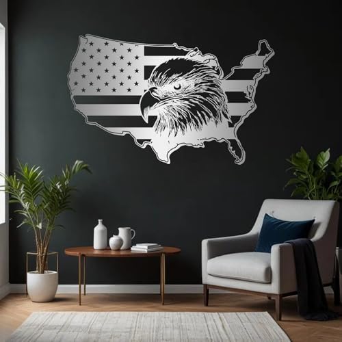 Trpiox Patriotic Metal Eagle Wall Art 30x19 Inch Steel