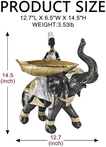 Elephant Statues Tray - 145 Inch Tribal African Decor Set