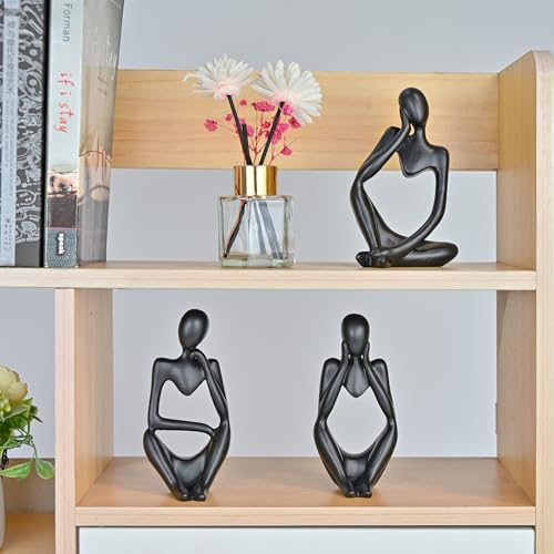 BOPART 3Pcs Black Thinker Statues Decor Set