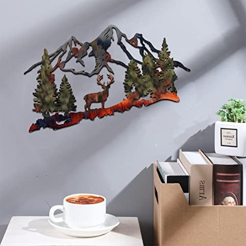 Moxweyeni Rustic Metal Forest Deer Wall Art 13x8 Inch