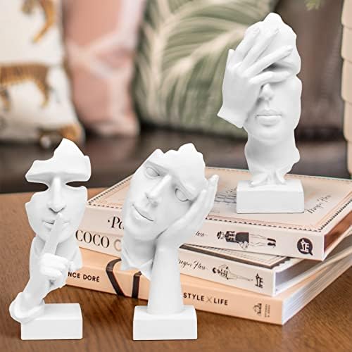 3 Pcs Thinker Statue Abstract Art Resin Sculptures Home Decor